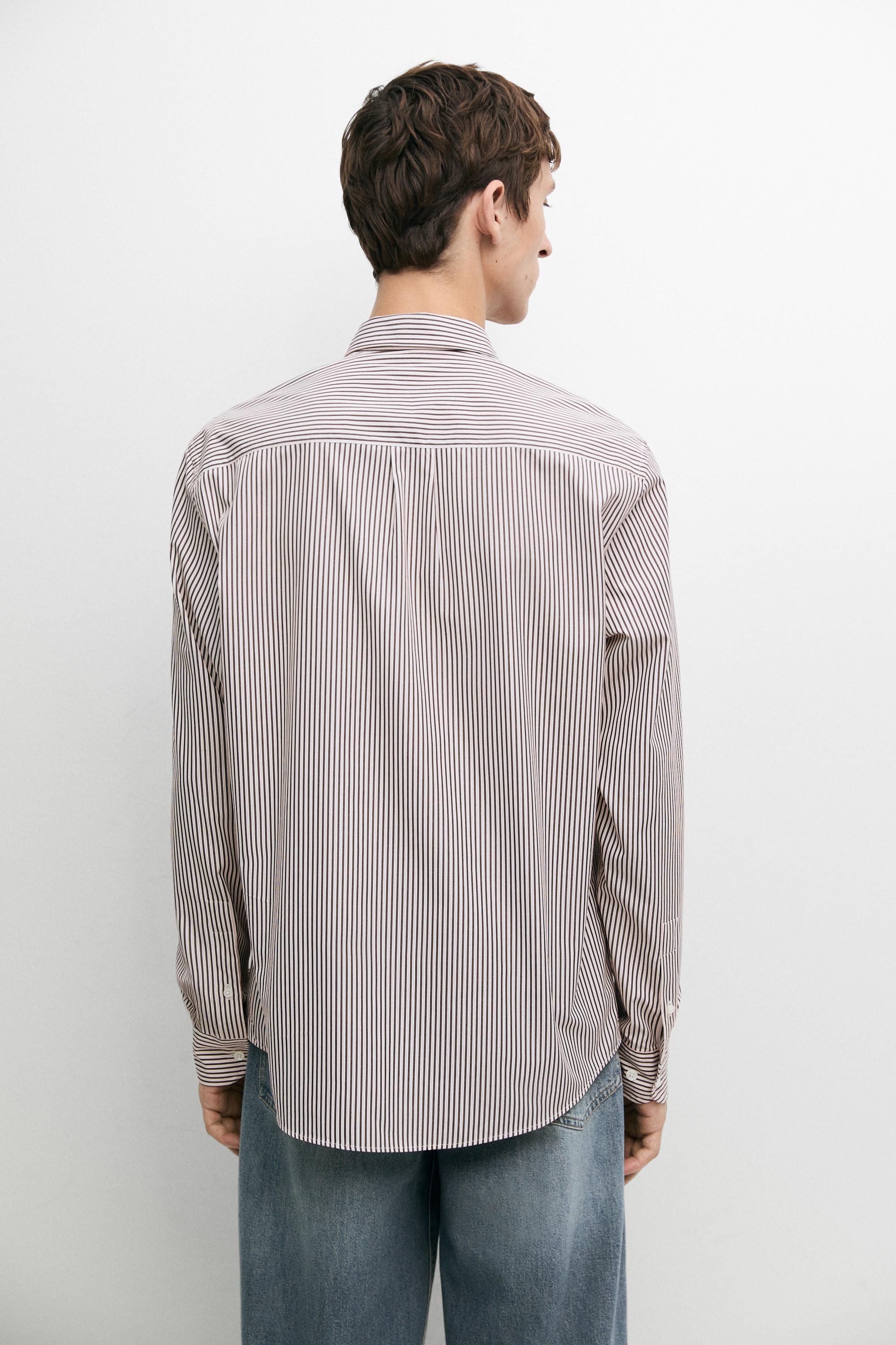 100% cotton regular fit striped shirt